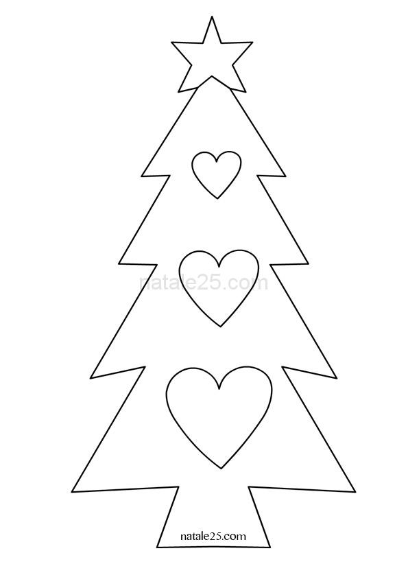 Disegni Da Colorare Albero Di Natale.Albero Di Natale Con Cuori Da Colorare Natale 25