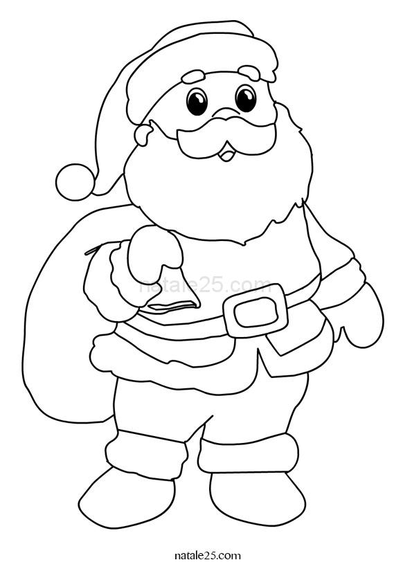 Disegni Di Babbo Natale Da Disegnare.Babbo Natale Con Sacco Da Colorare Natale 25