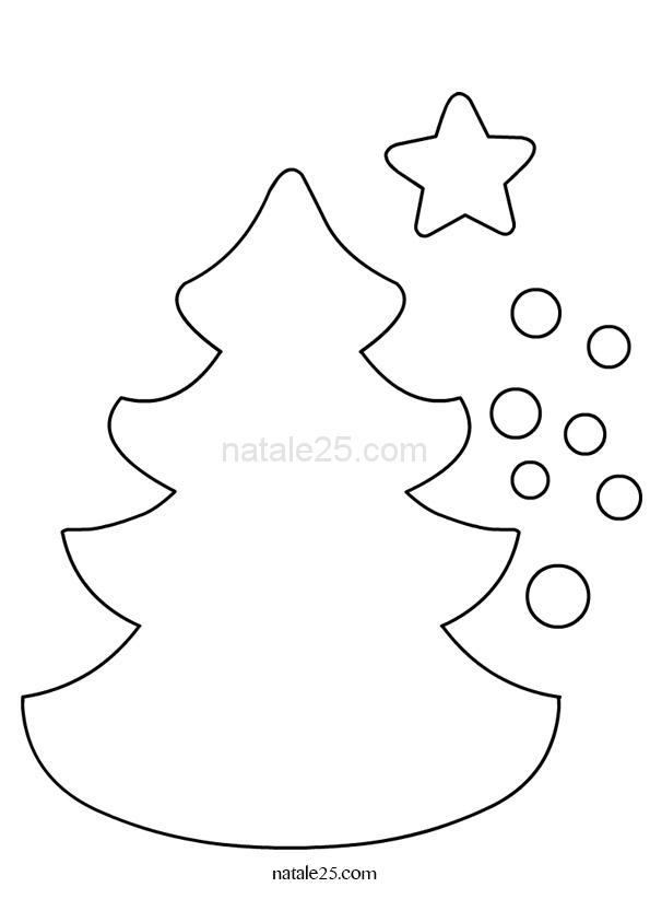 Disegni Alberi Di Natale Da Colorare E Stampare.Sagoma Albero Di Natale Con Ornamenti Natale 25