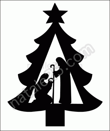 Silhouette Albero Di Natale Con Presepe Natale 25