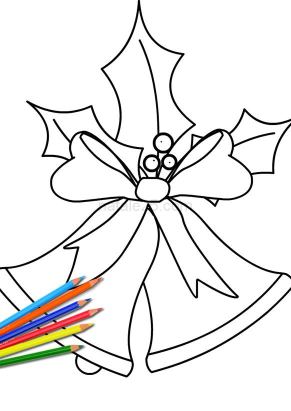 Campane di Natale da colorare 6 campane natalizie agrifoglio