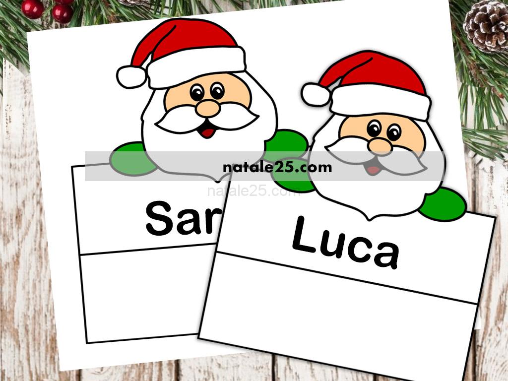 Segnaposti con Babbo Natale 6 segnaposti babbo natale