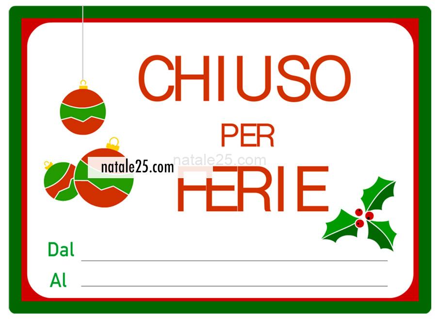 Chiuso per ferie natalizie cartello 2 cartello ferie natalizie