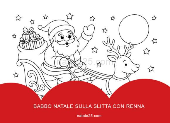 babbo natale sulla slitta disegno