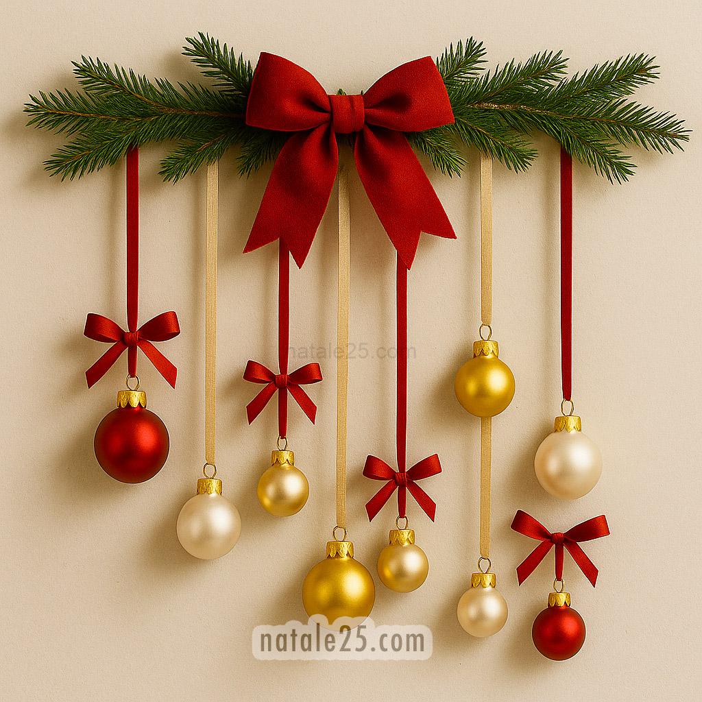 Decorazione da parete con ramo e palline pendenti 8 decorazione con palline pendenti