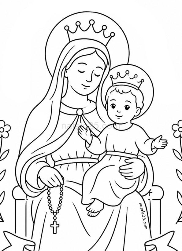 Madonna col Bambin Gesù da colorare 4 madonna col bambin gesu 1